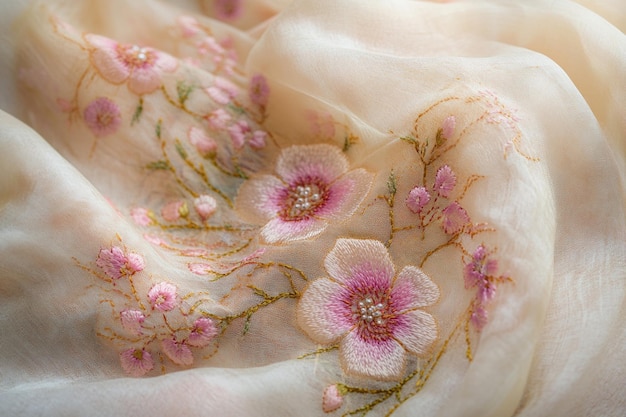 haft na lnianej tkaninie